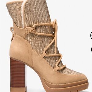 Michael kors sparkling gold/tan embellished Culver bootie